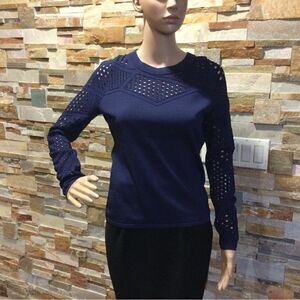 MILLY Pointelle-Inset Facture Top